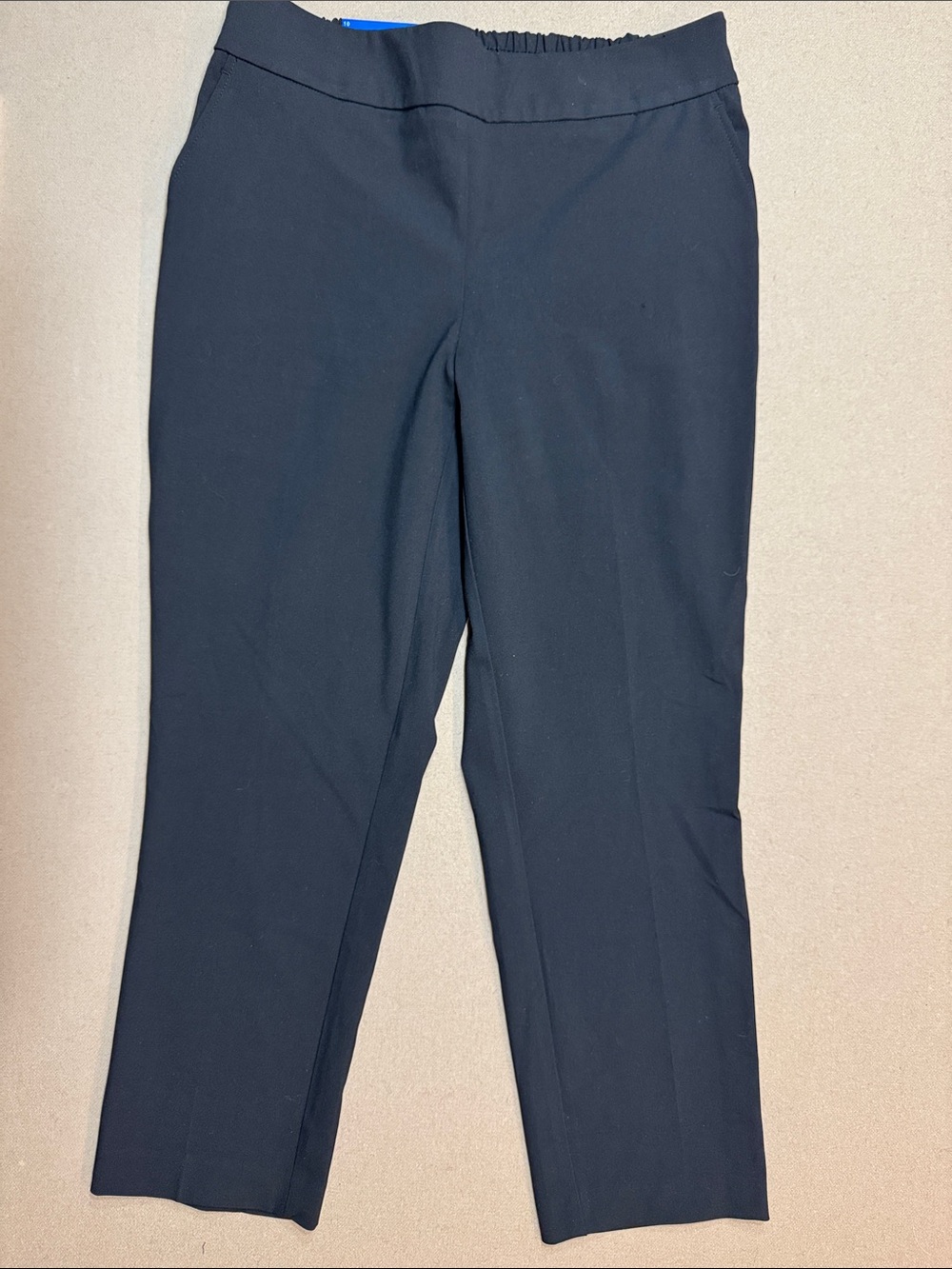 Hilary Radley Black Elastic-Waist Straight Pants